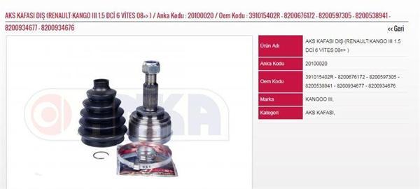 AKS KAFASI DIŞ 1.5 DCİ 6 VİTES 08=> RENAULT KANGOO III - Image 1