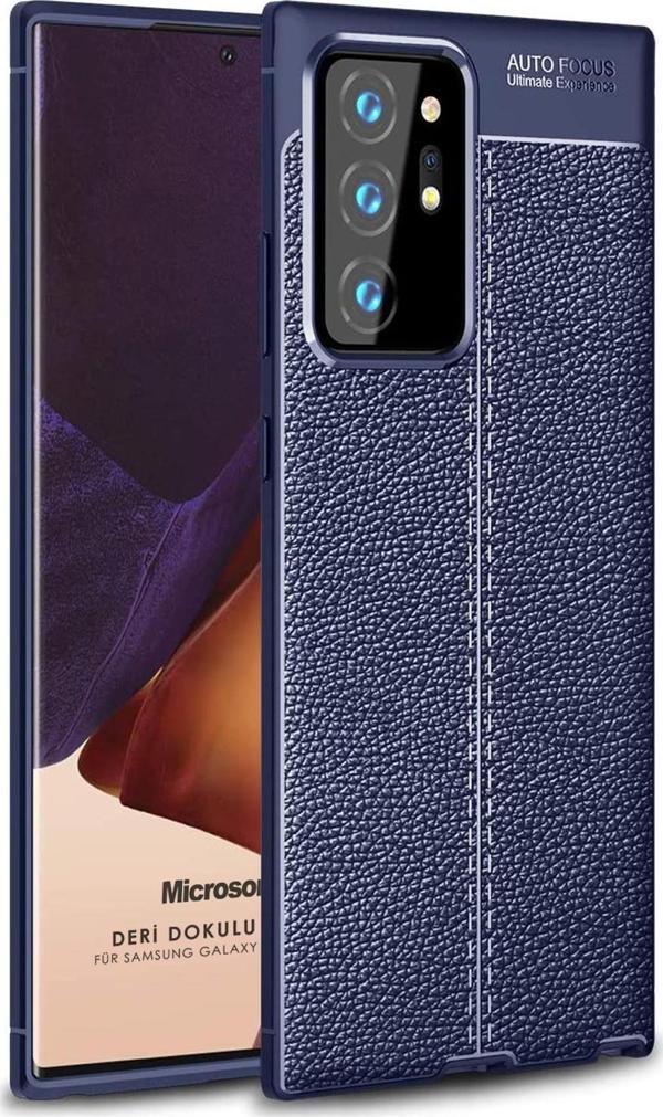 Microsonic Samsung Galaxy Note 20 Ultra Kılıf Deri Dokulu Silikon Lacivert - Image 1