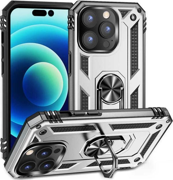Teknomoda Apple Iphone 13 Pro Max Kılıf Yüzüklü Standlı Korumalı Tank Kapak - Image 1