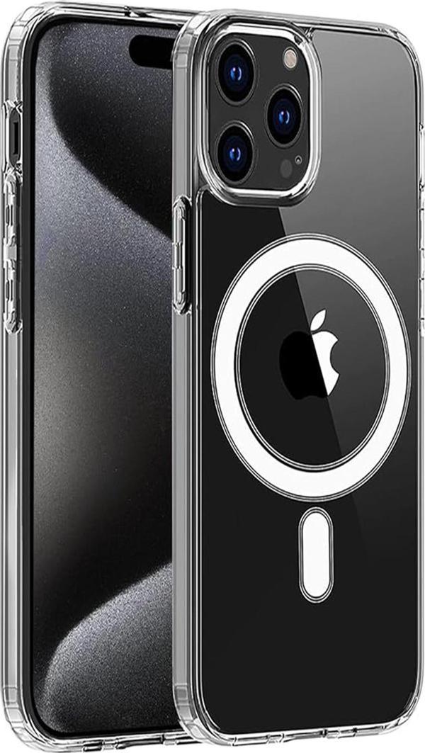 Teknomoda Apple iPhone 15 PRO Kılıf Magsafe Kablosuz Şarj Uyumlu Şeffaf Kapak - Image 1