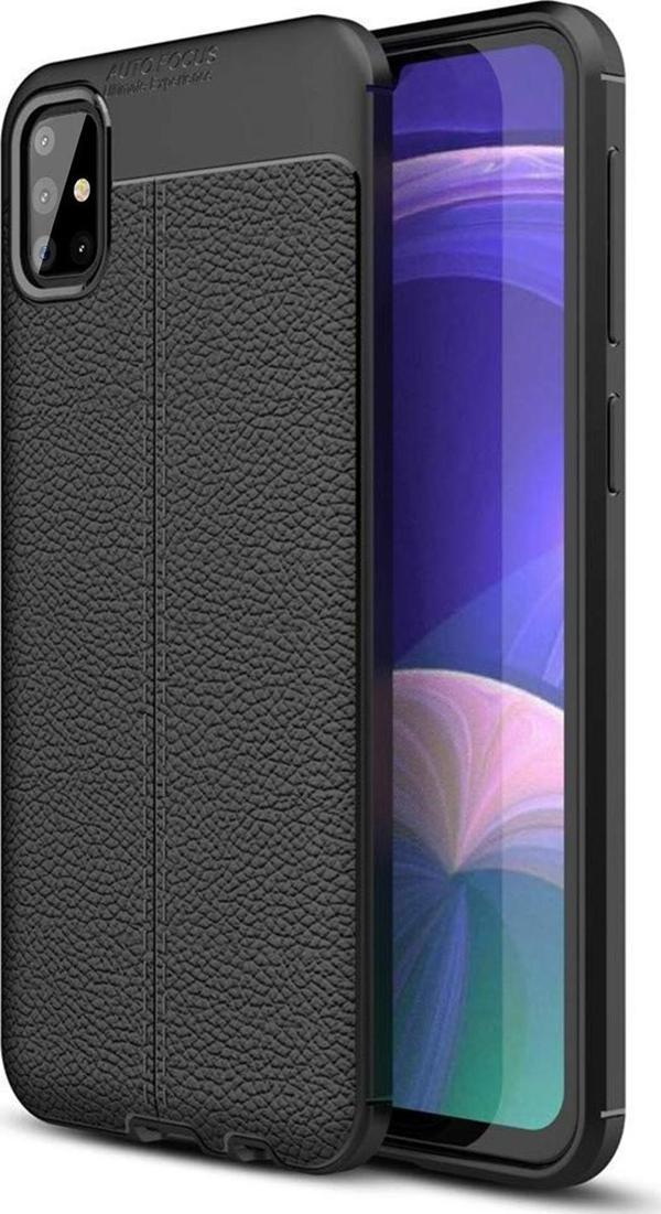 Microsonic Samsung Galaxy A51 Kılıf Deri Dokulu Silikon Siyah - Image 1