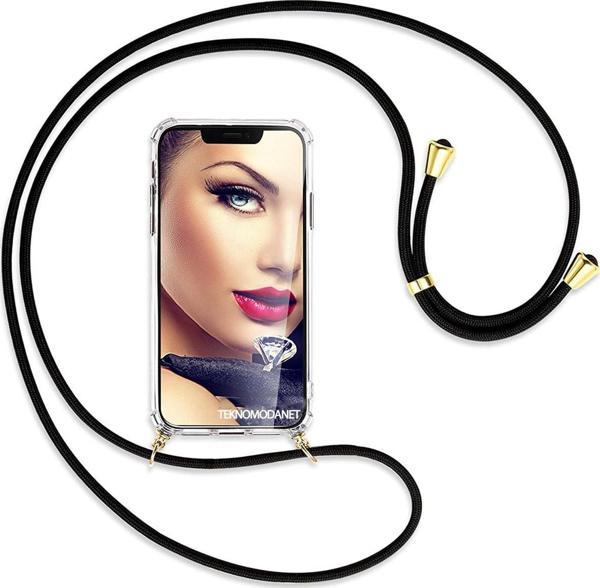 Teknomoda Samsung Galaxy J4 Plus Şeffaf Boyun - Omuz Askılı Köşe Korumalı Ipli Kılıf - Image 1