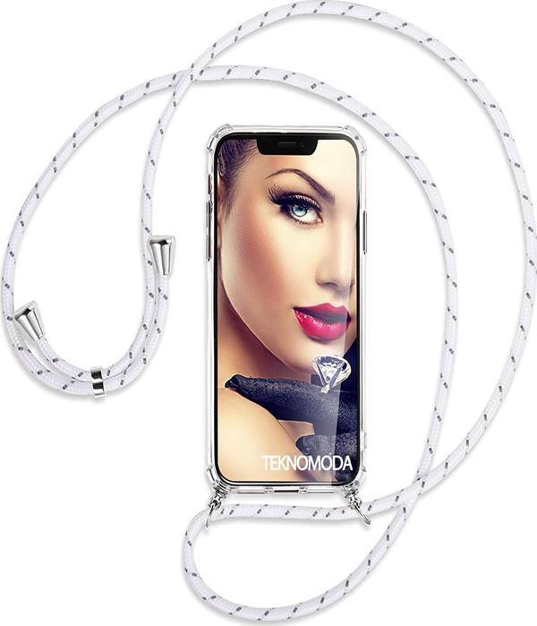 Teknomoda Samsung Galaxy J6 Plus Şeffaf Boyun - Omuz Askılı Köşe Korumalı Ipli Kılıf - Image 1