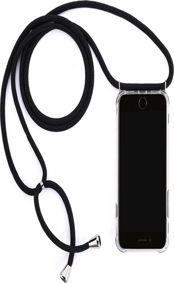 Teknomoda Iphone 7 Plus Siyah Şeffaf Boyun Omuz Askılı Ipli Kordonlu Kılıf - Image 1