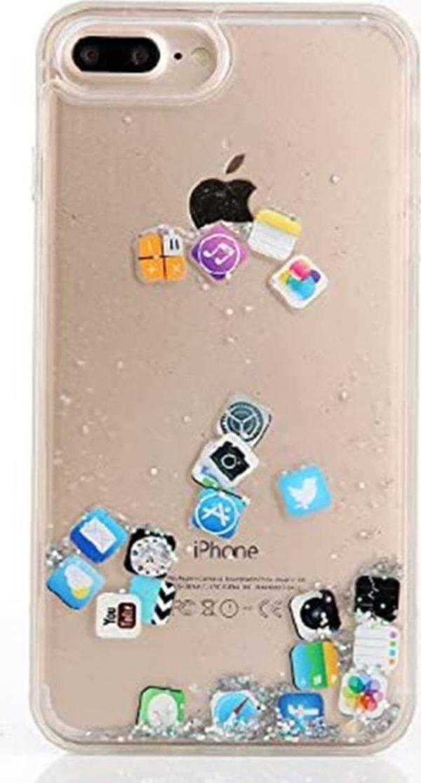 Teknomoda Iphone 7 Plus Uyumlu Kılıf Simli Sulu Ios Ikon Silikon - Image 1