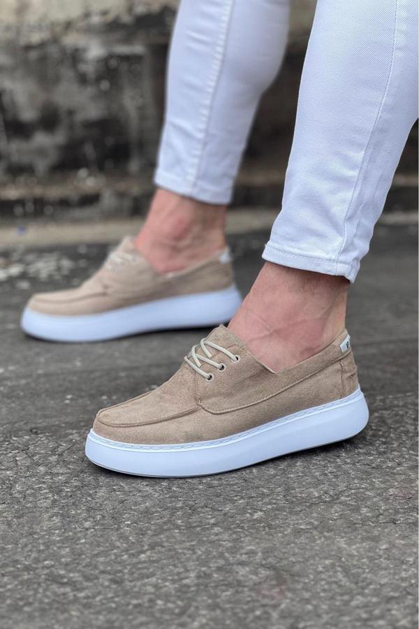 Wagoon WG508 Bej Süet Ortopedik Taban Erkek Casual Ayakkabı - Image 1