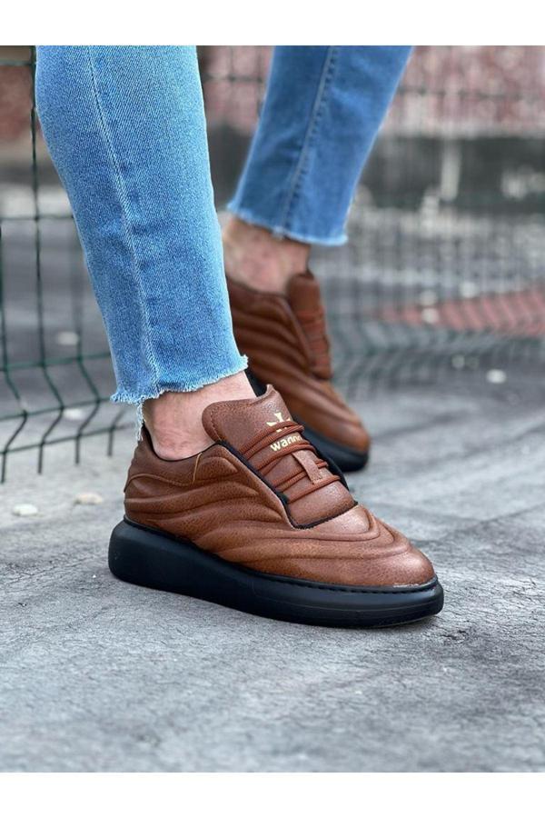 Wagoon WG094 Taba Siyah Erkek Casual Ayakkabı - Image 1