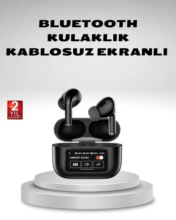 Aktif Gürültü Engelleme (ANC) Kablosuz Bluetooth Kulaklık – Dijital Ekranlı Dokunmatik ve Uzun Pil Ö - Image 1