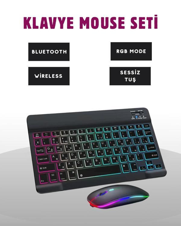 Türkçe Q Klavye Düzenli RGB Kablosuz Klavye Mouse Set - Image 1