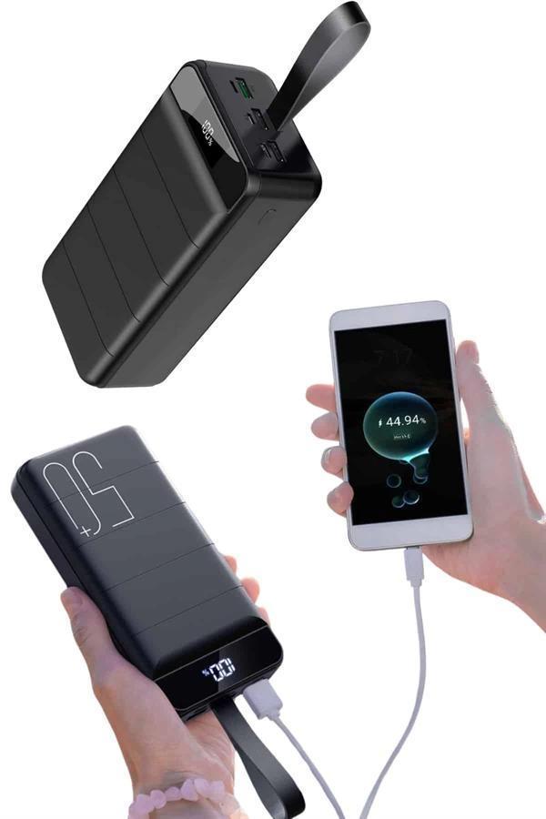 Taşınabilir Powerbank 50.000 mAh 4 Girişli Hızlı Şarj Led Göstergeli Fenerli Şarj - Image 1
