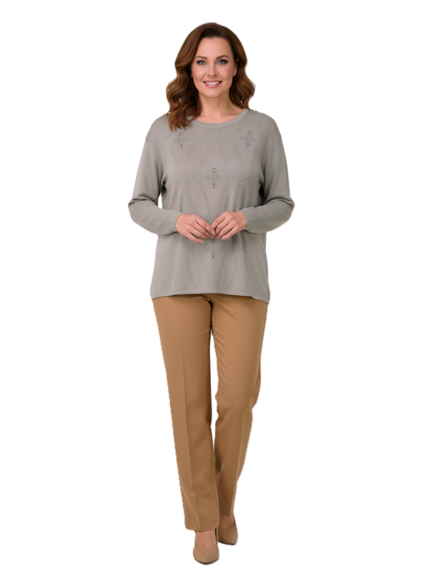 Oppland Kadın Kışlık Anne Kazak Mimoza Dokuma Yumuşacık Rahat Kesim Tam Kalıp Esnek - Image 1