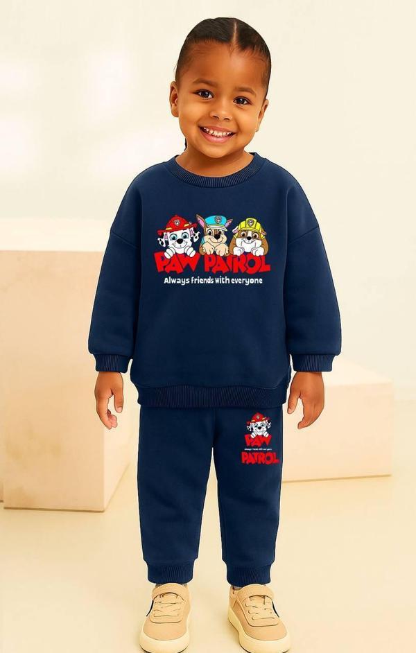 PAW Patrol Baskılı Fırçalı Pamuk Çocuk Takımı – Sweatshirt & Jogger Alt, 2–8 Yaş - Image 1