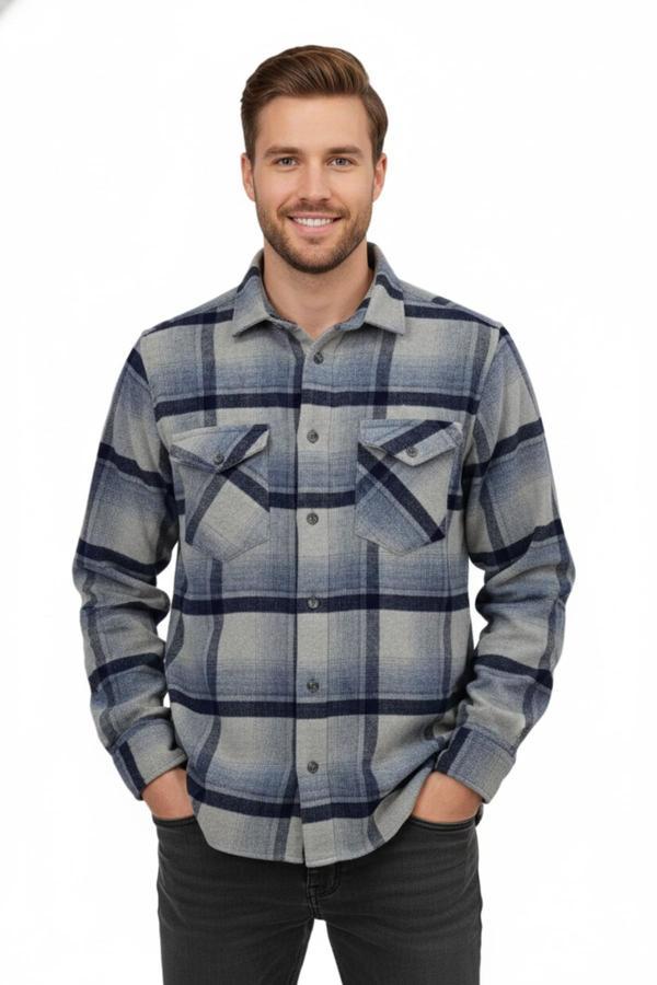 Erkek Kışlık Çift Cep Kapaklı Oduncu Gömlek BGL-ST04930 - Image 1