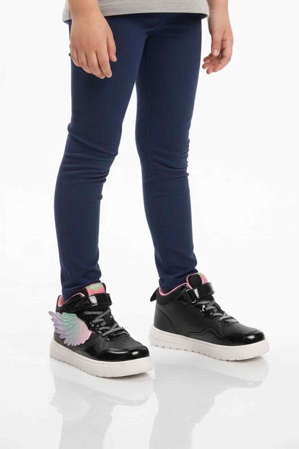 Siyah Cırtlı Hafif Bilek Boy Kız Çocuk Spor Ayakkabı Helen F - Image 1