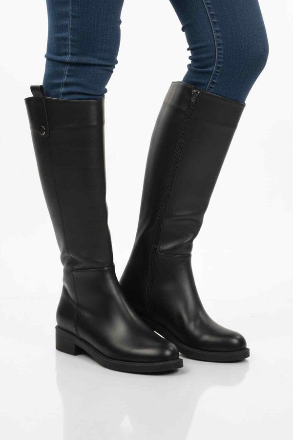 Siyah Cilt İçi Polarlı Fermuarlı Kadın Çizme 224578 Z - Image 1