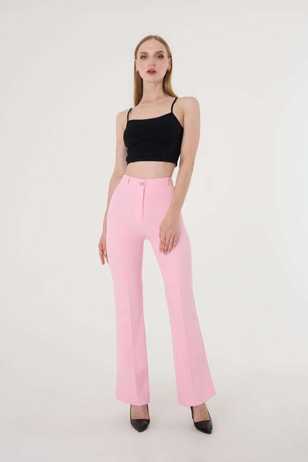 Kadın Pembe İspanyol Paça Pantolon - Image 1
