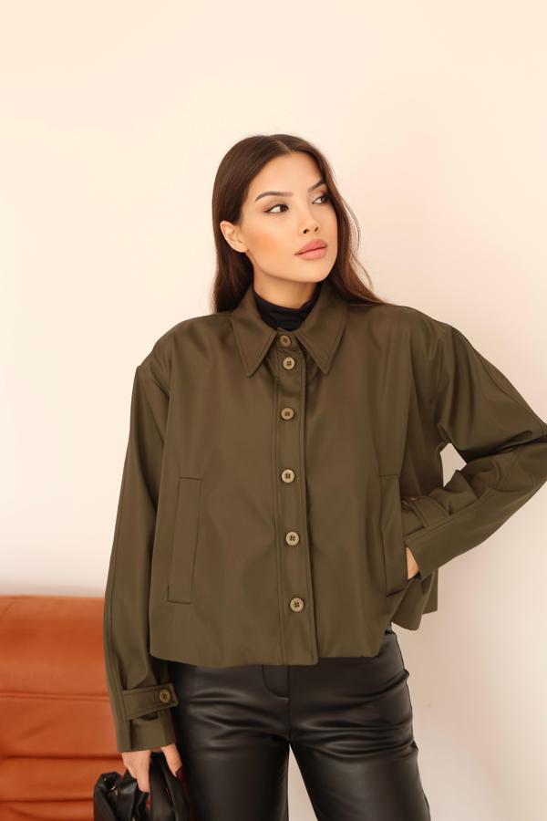 Kadın Haki Kısa Oversize Trençkot - Image 1