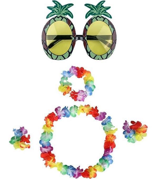 Renkli Ananas Gözlük, Taç, Kolye Ve Bileklik Seti - Image 1