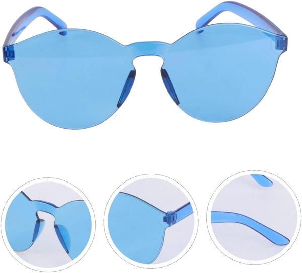 Sert Mika Oval Şekilli Çerçevesiz Mavi Gözlük Retro Parti 5x14 Cm - Image 1