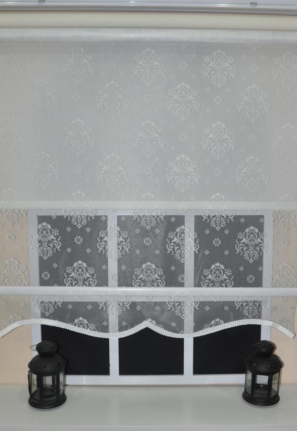 StorBurada Çift Mekanizmalı Kirli Beyaz Damask Tül Perde ve Ekru Stor Perde STB45252-V01 - Image 1