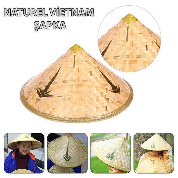 Naturel Renk Cambodia Kamboçyalı Vietnam Şapkası Pvc Hasır - Image 1