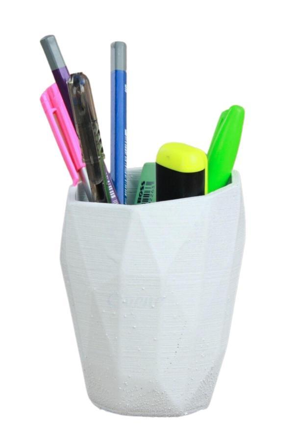 Kalemlik Beyaz Renk Masa Kalemliği Organizer Kalemlik  Uzun Poly Model - Image 1