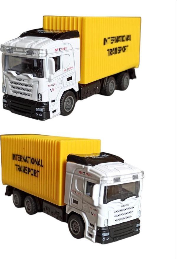 Pop Şeker Oyuncak Metal Tır Kamyonu Çek Bırak Özellikli Uluslararası Taşıyıcı Tır 1:50 Ölçek 13Cm. - Image 1