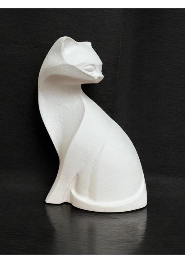 Kedi Heykel Obje Minimalist, Beyaz Renk Yüksek Kaliteli Malzeme Minimalist El Yapımı Kedi Heykel Obje, Ev Dekoru, Masa Dekoru, Anneler Günü, Öğretmenler Günü - Image 1