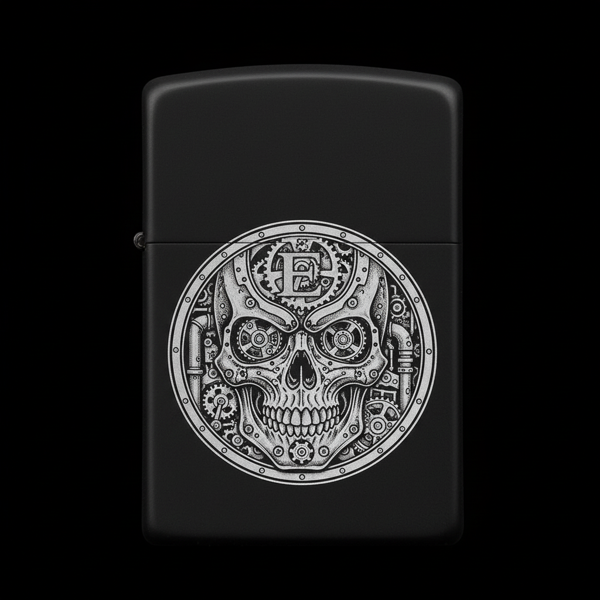 Benzinli Çakmak Kuru Kafa Figürlü E Harfli Tasarım - V59 - Image 1