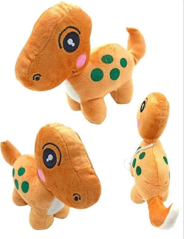 Pop Şeker Oyuncak Peluş Dinozor Sevimli Rengarenk Peluş Dinazor 20X25Cm. Kahverengi - Image 1