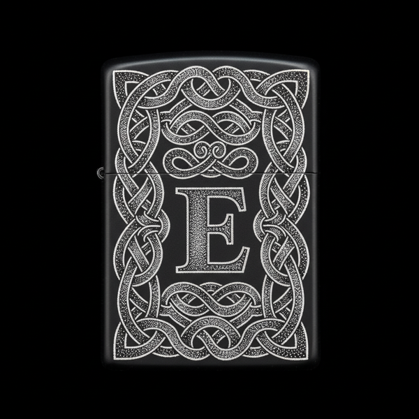 Benzinli Çakmak Kuru Kafa Figürlü E Harfli Tasarım - V4 - Image 1