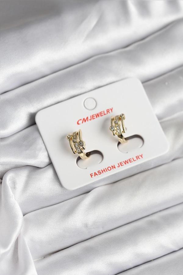 14K Gold Renk Kaplama Yarım Halka Zirkon Taşlı CM Kadın Küpe - EBJ251201W38663 - Image 1