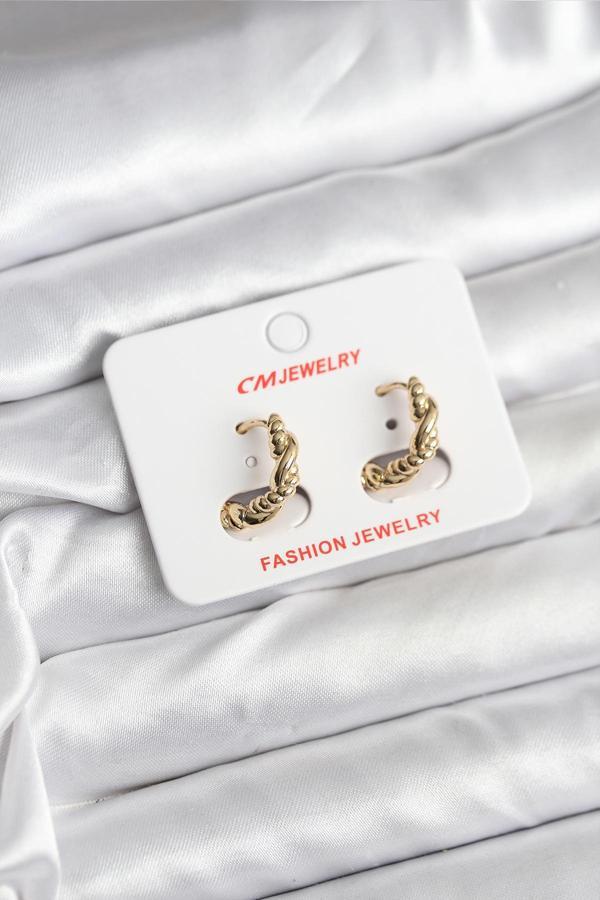 14K Gold Renk Kaplama Burgu Model CM Kadın Küpe - EBJ251201W38648 - Image 1