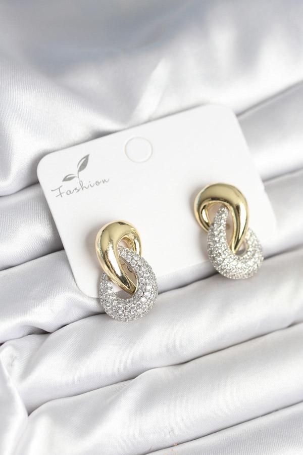 Sarmal Model Gold Gümüş Renk Pirinç Kadın Küpe - EBJ251010W38113 - Image 1