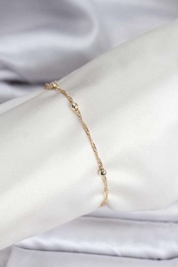 14K Gold Renk Kaplama Topçuklu Model CM Kadın Bileklik - EBJ251201W38644 - Image 1