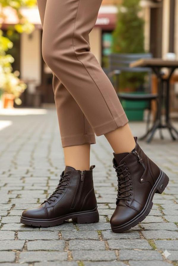 Mehmet Mete 1180 Rahat Sıcak Astar Kaymaz Taban Yumuşak Hakiki Deri Kadın Bot - Image 1