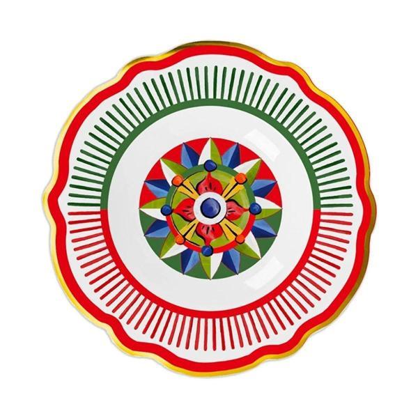 Baci Milano Dolce Vita Kırmızı Yeşil Desenli Çukur Tabak 23 Cm - Image 1