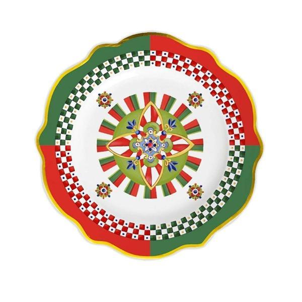 Baci Milano Dolce Vita Kırmızı Yeşil Desenli Yemek Tabağı 27 Cm - Image 1