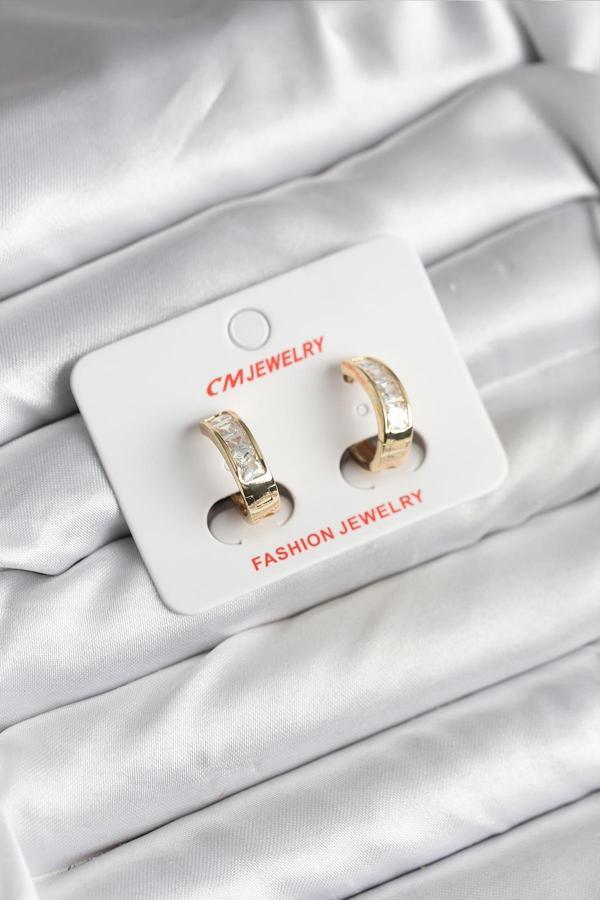 Zarif Kulaklar için Golden Pirinç Kaplama CM Tarz Kadın Küpe - Image 1