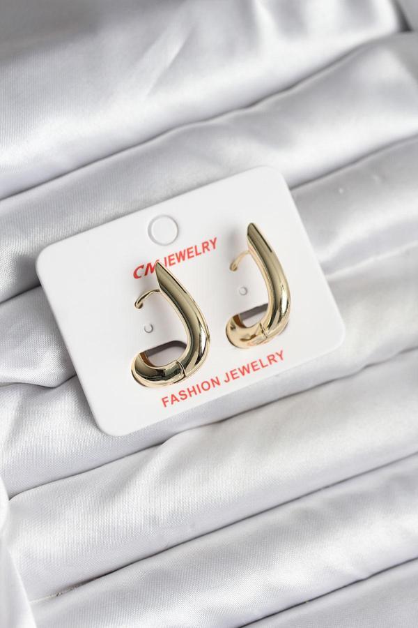 Zarif Kulaklar için Golden Pirinç Kaplı CM Kadın Küpe - Image 1