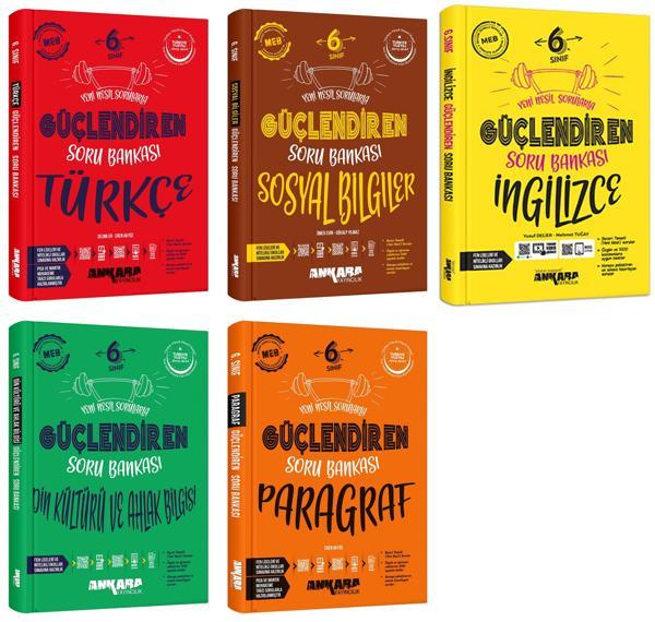 Ankara 2025 6. Sınıf Türkçe + Sosyal Bilgiler + İngilizce + Din Kültürü + Paragraf Güçlendiren Soru Seti 5 Kitap Güncel  - Ankara Yayıncılık - Image 1