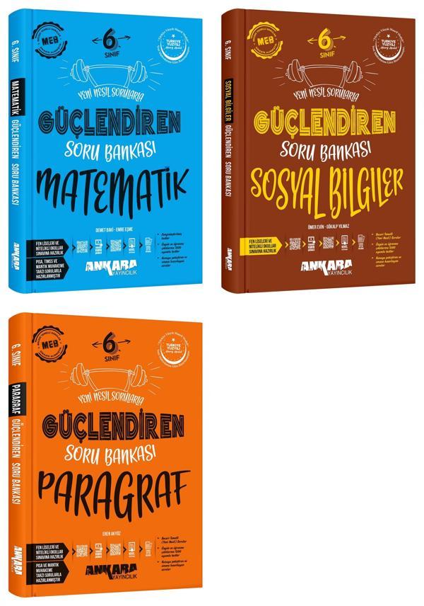 Ankara 2025 6. Sınıf Matematik + Sosyal Bilgiler + Paragraf Güçlendiren Soru Bankası Seti 3 Kitap Güncel Müfredat - Ankara Yayıncılık - Image 1