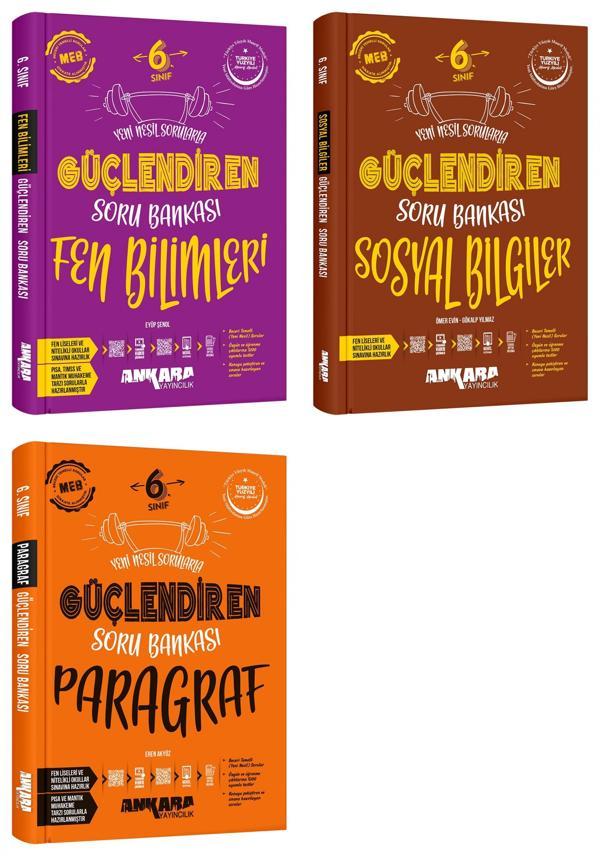 Ankara 2025 6. Sınıf Fen Bilimleri + Sosyal Bilgiler + Paragraf Güçlendiren Soru Bankası Seti 3 Kitap Güncel Müfredat - Ankara Yayıncılık - Image 1