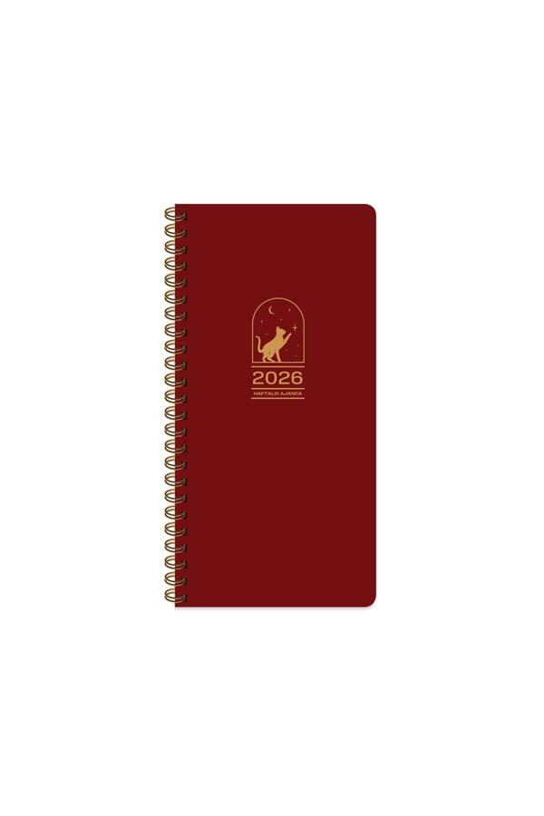 Keskin 2026-8*16 Haftalık Spiralli Cep Ajandası - Bordo - Image 1