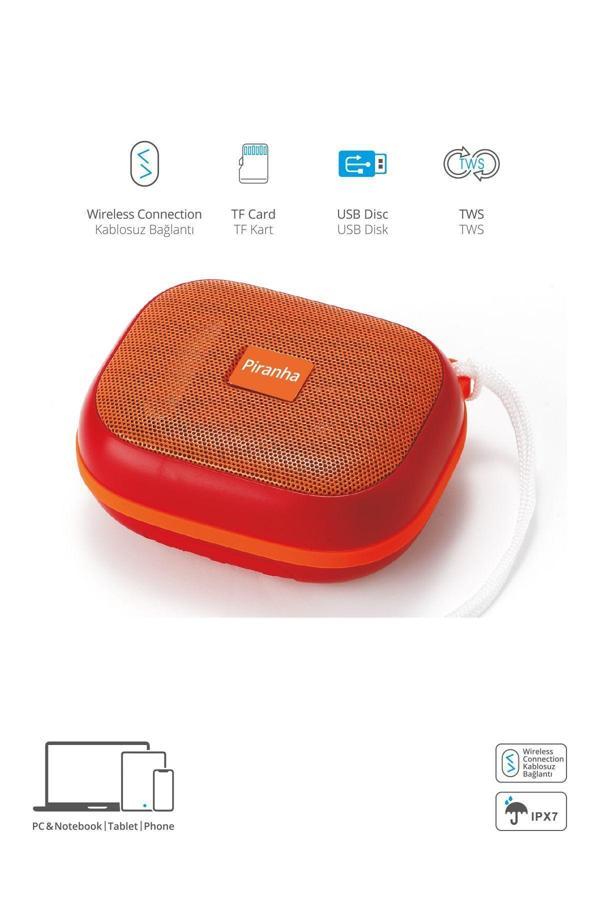 Piranha 7834-T Kablosuz TWS Bluetooth Hoparlör / IPX7 Suya Dayanıklılık / USB & TF Kart Girişi - Image 1