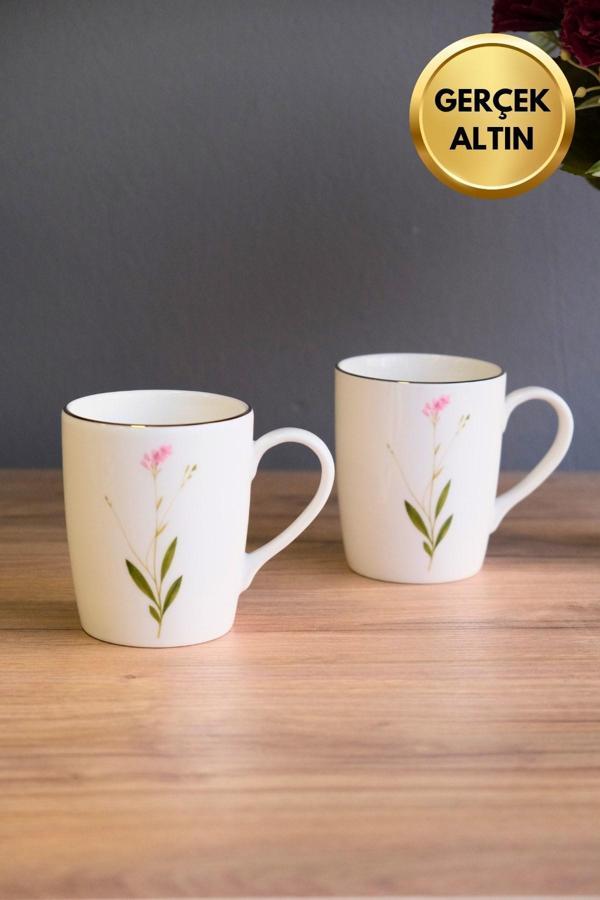 Tabak Evi Porselen Natura Çuha Kulplu Mug Kupa 9cm 220ml 2 li - Image 1
