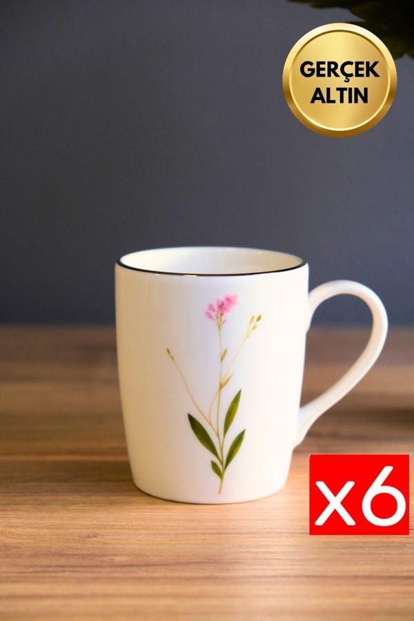 Tabak Evi Porselen Natura Çuha Kulplu Mug Kupa 9cm 220ml 6 lı - Image 1