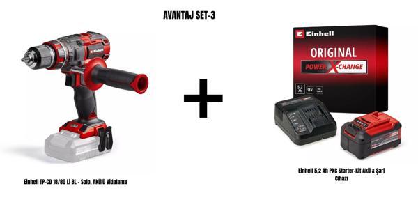 Einhell Avantaj Set-3 (TP-CD 18/80 Li BL Akülü Vidalama+ 5,2 Ah PXC Starter-Kit Akü & Şarj Cihazı) - Image 1
