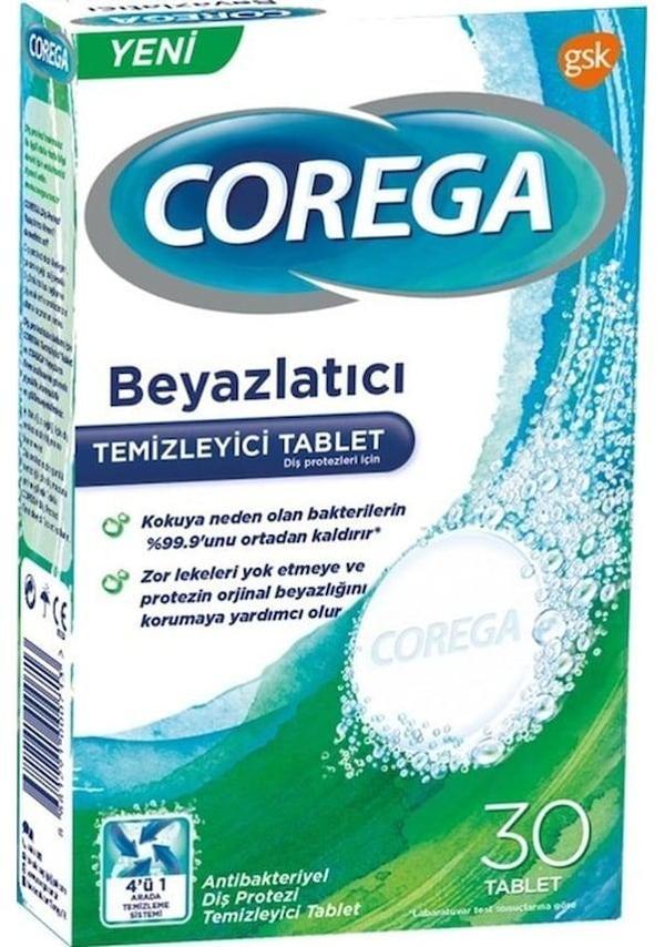 Corega Beyazlatıcı Diş Protezi Temizleyici Tablet 30'lu - Image 1
