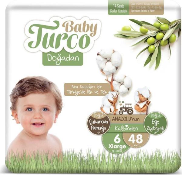 Baby Turco Doğadan Süper Paket Bebek Bezi 6 No X Large 48'li - Image 1